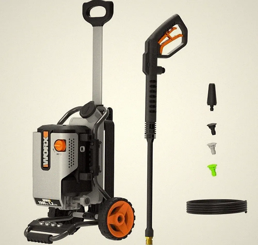 Worx 1900 Psi 1.2 Gpm Electric Cold Water Pressure Washer With 4 Spray Nozzles