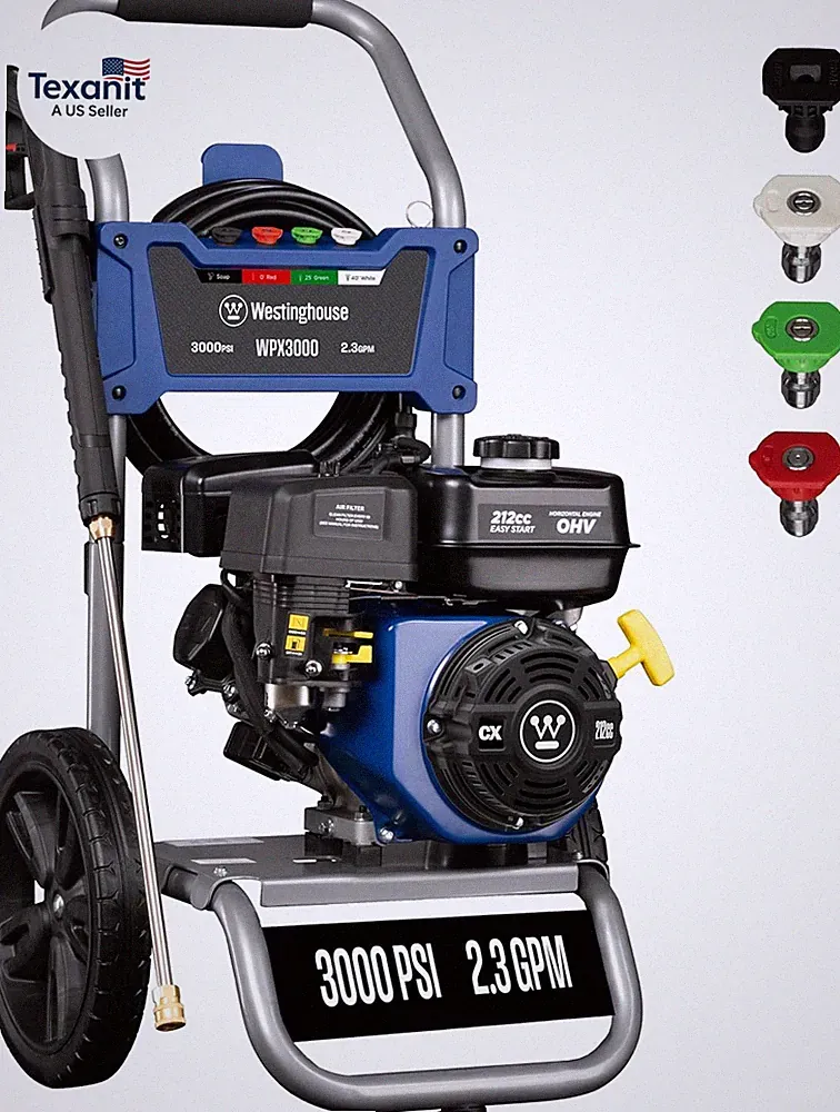 WPX3000 Gas Pressure Washer, 3000 PSI and 2.3 GPM, Spray Gun and Wand, 4 Nozzle