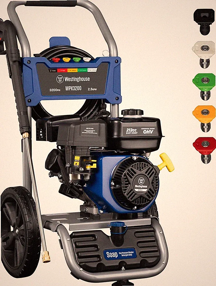 WPX3200 Gas Pressure Washer, 3200 PSI and 2.5 Max GPM, Onboard Soap Tank, Spray