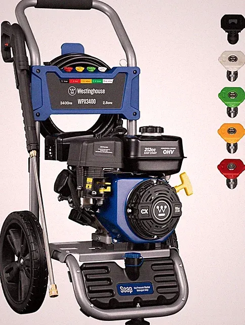 WPX3400 3400PSI 2.6GPM Gas Power Washer with Spray Gun Wand & 5 Nozzles