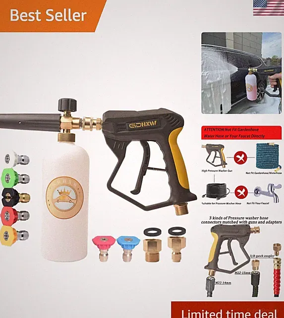 X-887 Foam Cannon with Two Adapters & 7 Nozzles - Effortless Car Washing