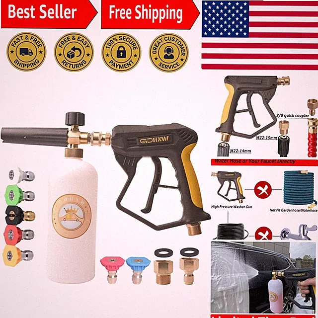 X-887 Professional 5000 PSI High Pressure Washer Gun with 2 Adapters – 10 Pieces