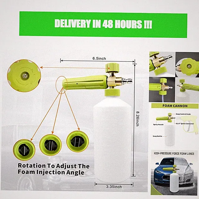 XUNCHI Foam Cannon 1L Car Wash Snow Foam Lance with 1/4" Quick Connector for