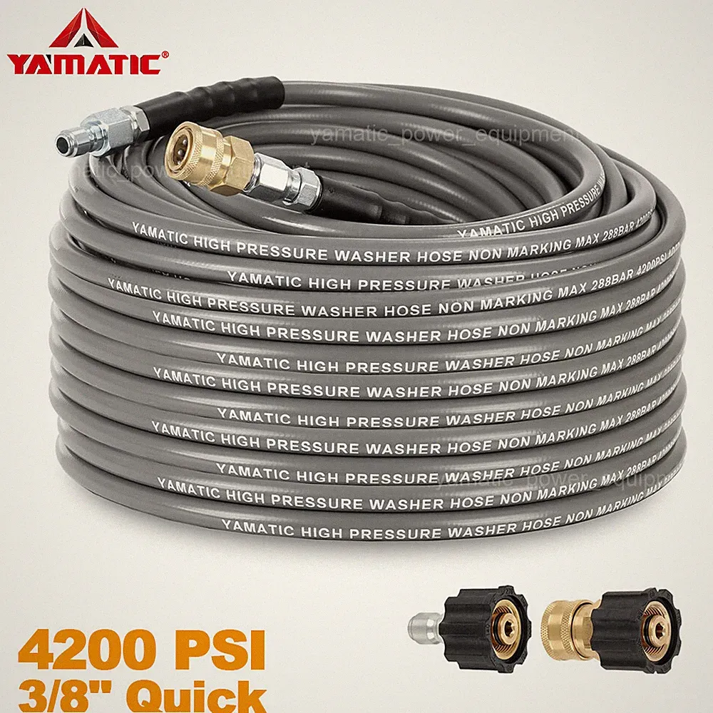 YAMATIC 1/4" 4200 PSI High Pressure Washer Hose Non-Marking Rubber Wire Braided