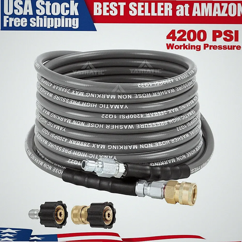 YAMATIC 1/4" High Pressure Washer Hose 4200 PSI Rubber for Hot Water