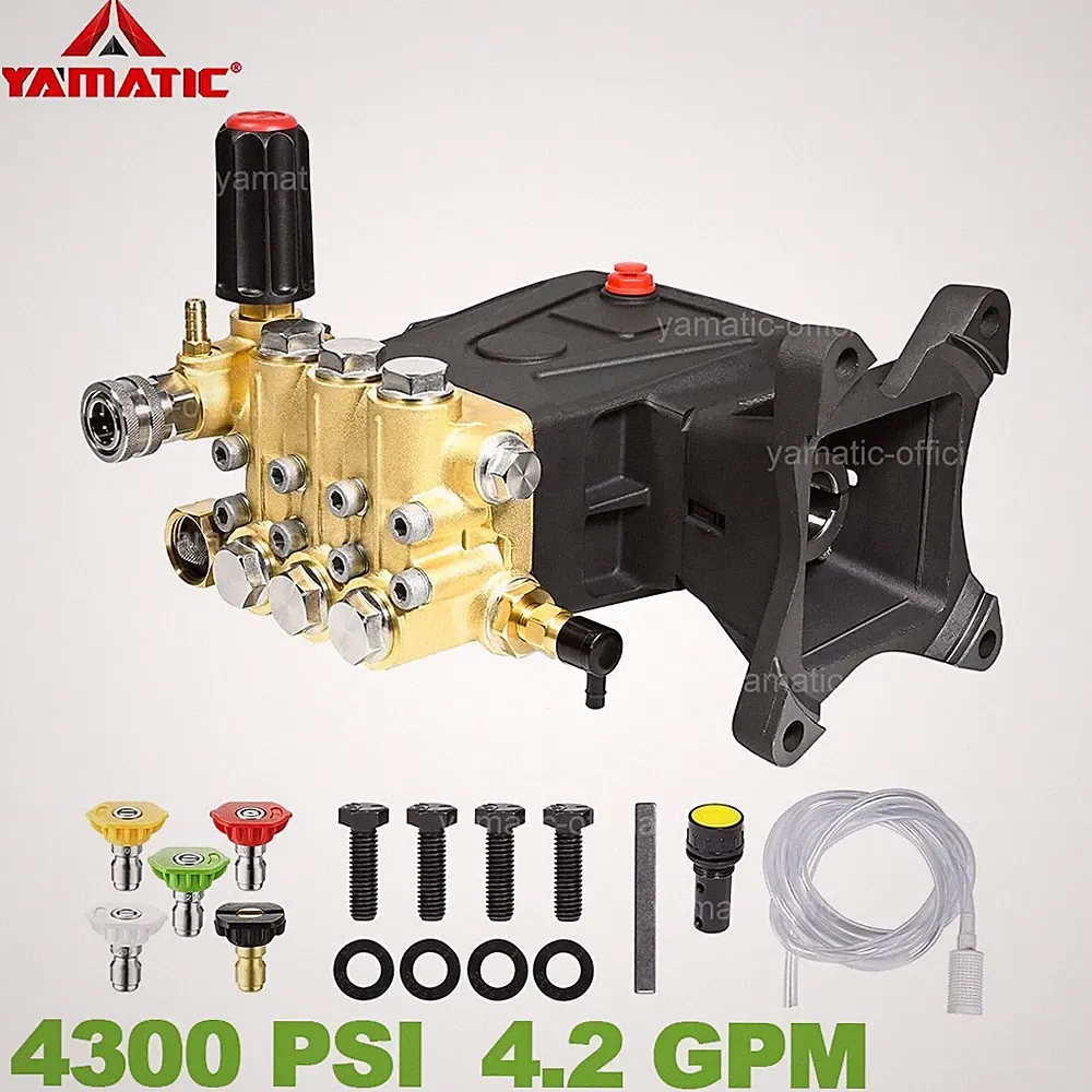 YAMATIC 1" Shaft 4300 psi Horizontal Pressure Washer Pump Triplex Plunger 4.2GPM