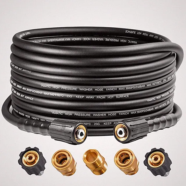 YAMATIC 25ft Pressure Washer Hose 3600 PSI Kink Resistant Heavy Duty Quick Conne