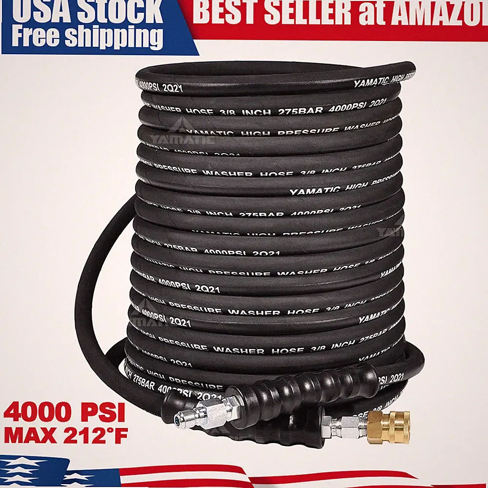 YAMATIC 3/8" Pressure Washer Hose for Hot Water 4000 PSI Kink Resistant