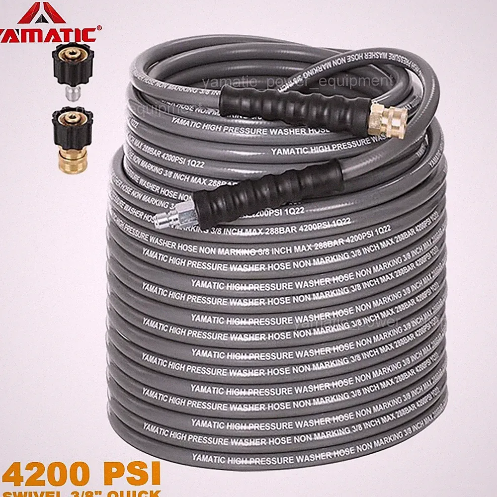 YAMATIC 3/8" Rubber Pressure Washer Hose 4200 psi for Hot Water