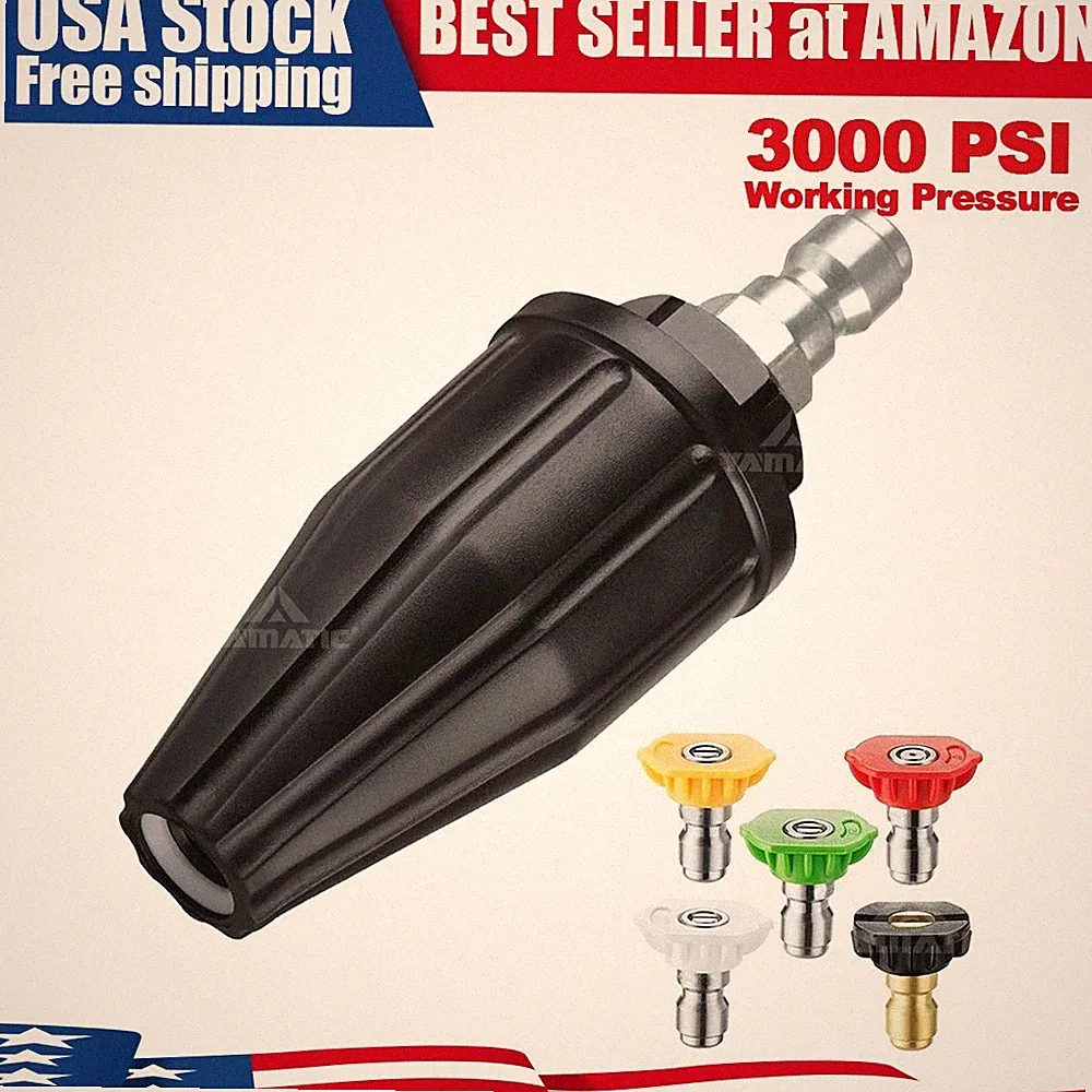 YAMATIC 3000 psi 4.0 GPM Pressure Washer Nozzle Turbo with Spray Tips
