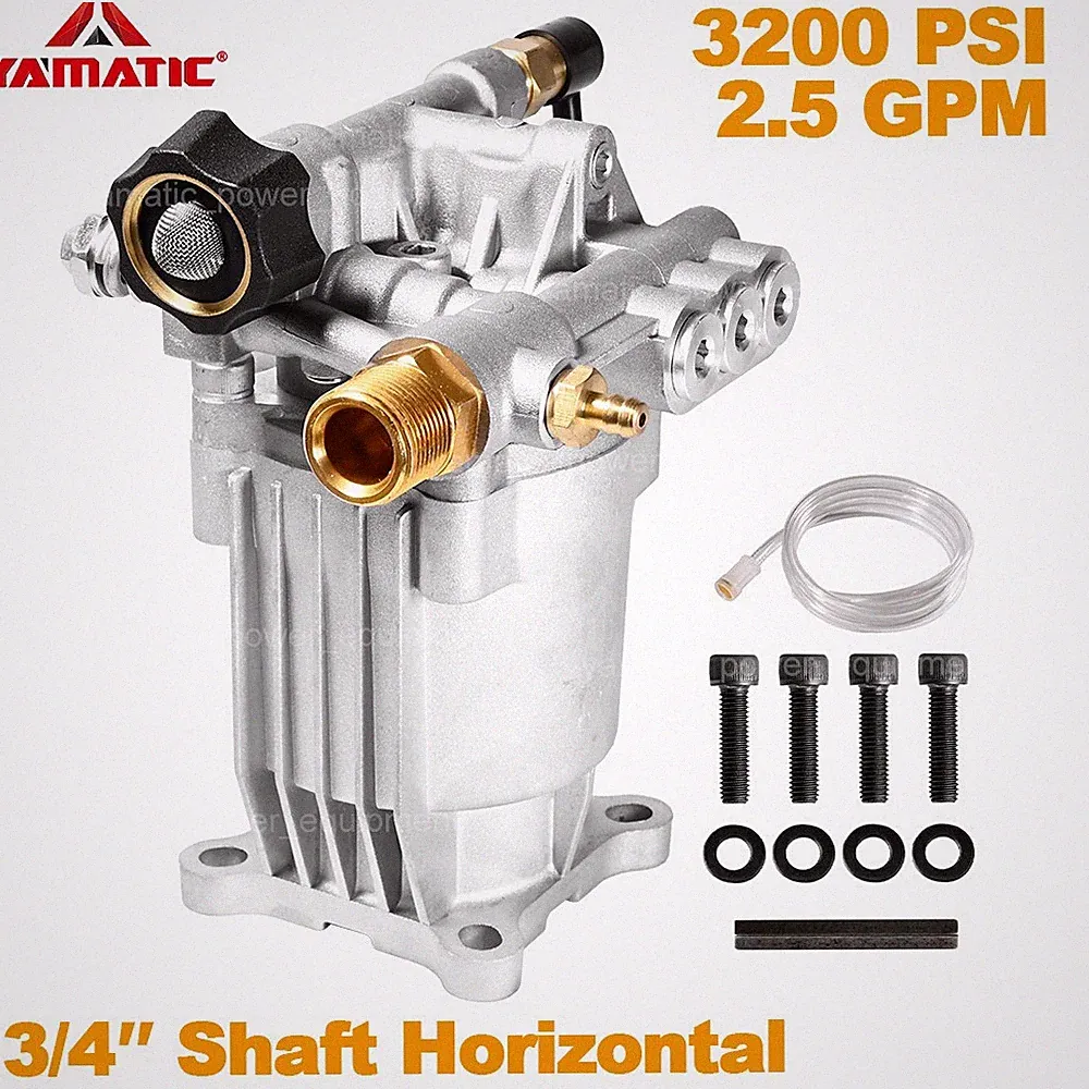 YAMATIC 3200 PSI 3/4" Horizontal Shaft Pressure Washer Pump 2.5 GPM