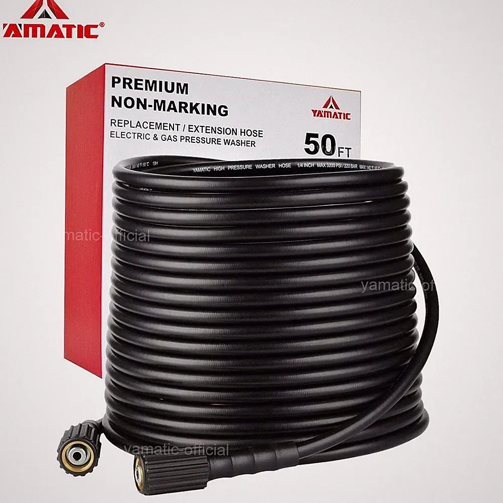YAMATIC 3200 PSI Anti-Kink Pressure Washer Hose 1/4" M22-14mm 25 ft/30 ft/50 ft