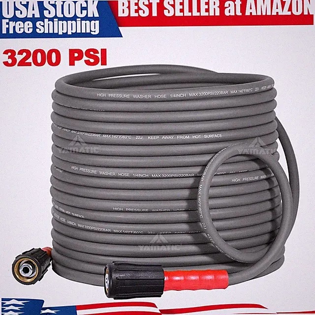 YAMATIC 3200 PSI Flexible Pressure Washer Hose 1/4" M22-14mm Kink Resistant