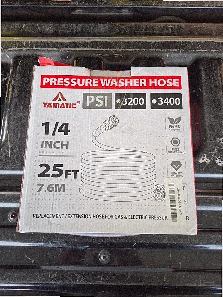 YAMATIC 3200 PSI Pressure Washer Hose 1/4" M22-14mm Quick Connect