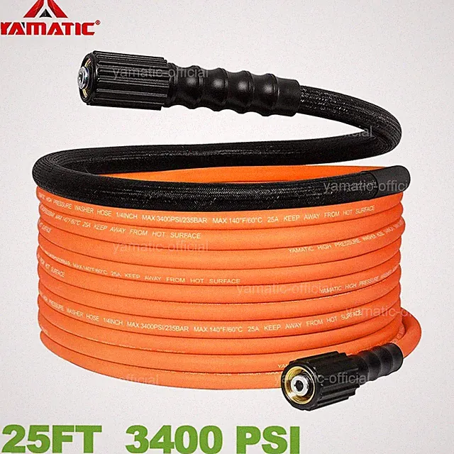 YAMATIC 3400 psi Flexible Pressure Washer Hose 1/4" M22 Brass Thread PU Hose