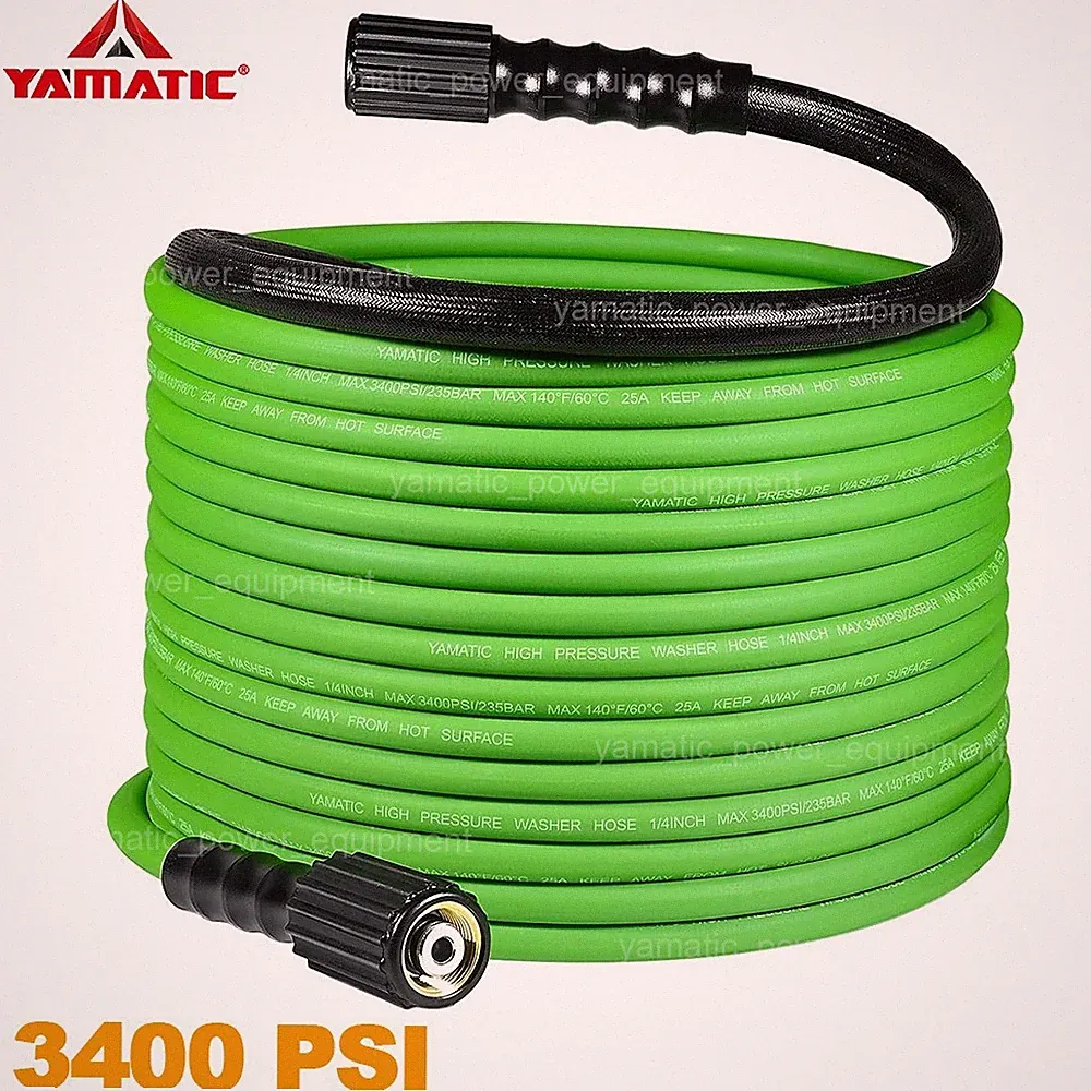 YAMATIC 3400 psi Flexible Pressure Washer Hose 1/4" PVC Anti-Kink, Leak Free