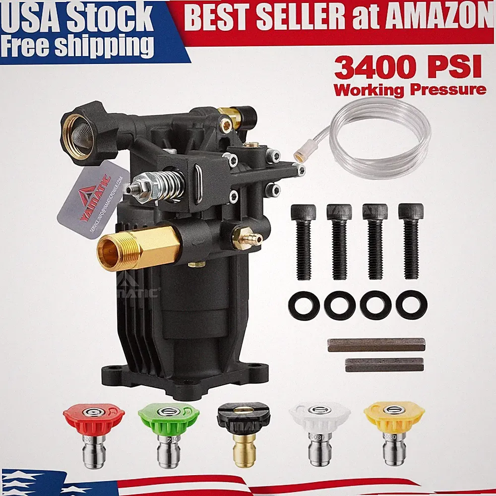 YAMATIC 3400 PSI Pressure Washer Pump 3/4" Shaft Horizontal Power Washer Pump