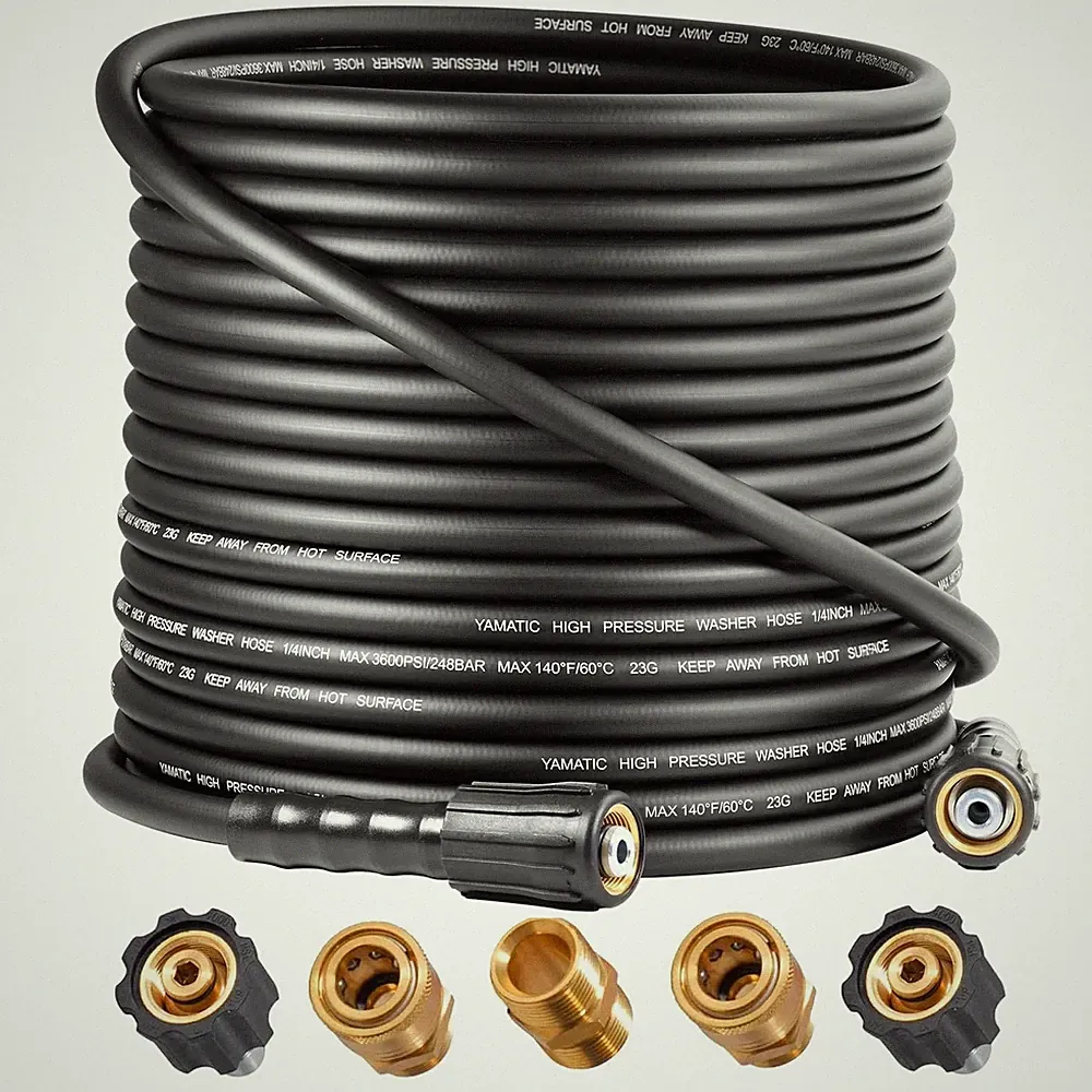 YAMATIC 3600PSI Pressure Washer Hose For Power Washer 50FT X 1/4", Kink Resistan