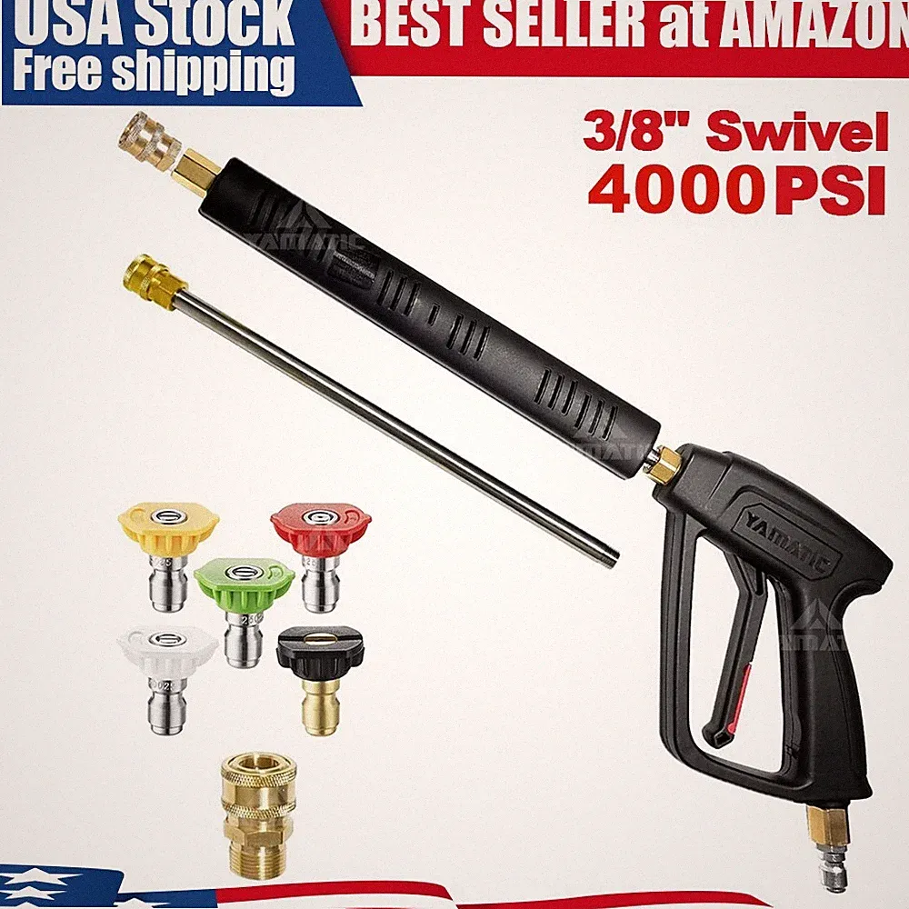 YAMATIC 4000 psi 3/8" Pressure Washer Gun, Extension Wands, Car Washer Gun