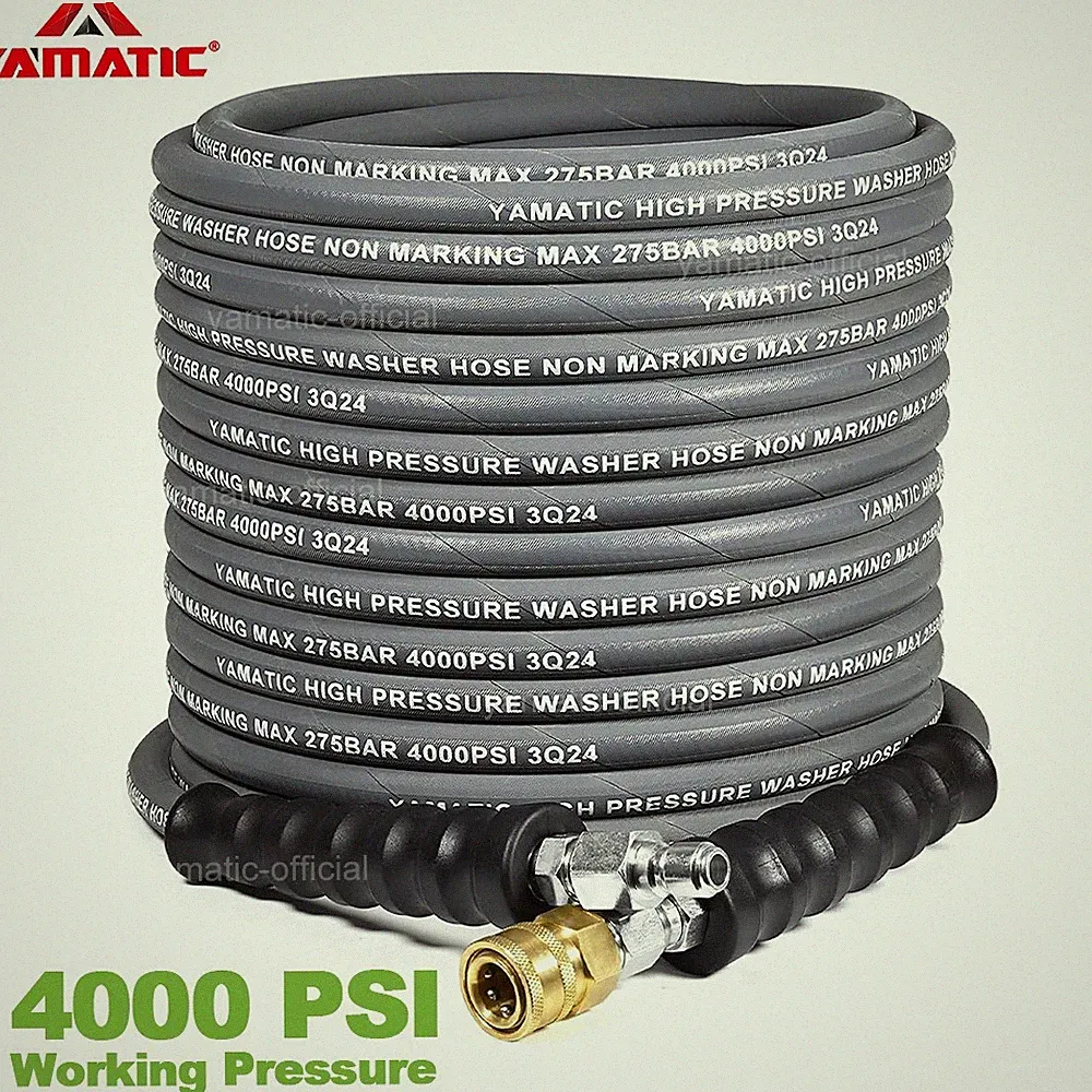 YAMATIC 4000 psi 5/16" Pressure Washer Rubber Hose with Swivel Quick Connect