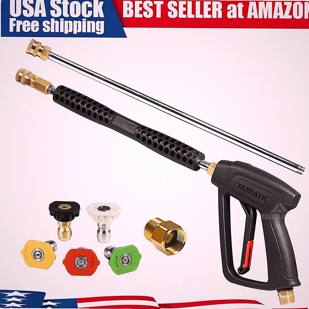 YAMATIC 4000 psi Car Wash Gun Pressure Washer Gun 1/4" Spray Tips Adapter