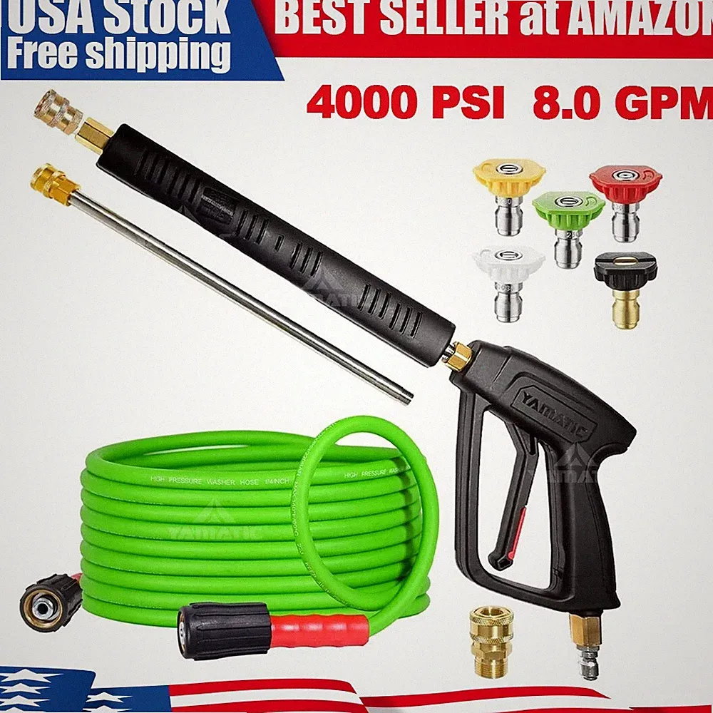 YAMATIC 4000 psi Pressure Washer Gun, 3200 psi Pressure Washer Hose Power Set
