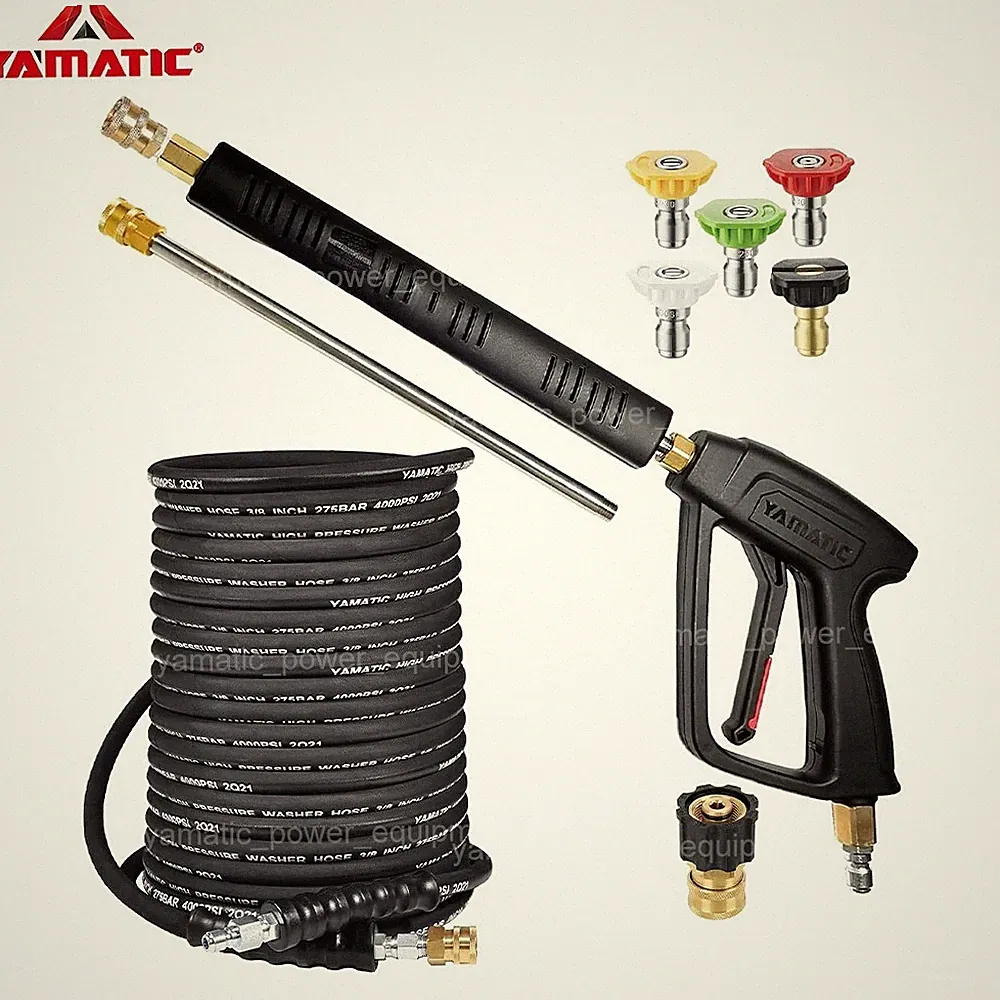 YAMATIC 4000 PSI Pressure Washer Gun and Rubber Power Washer Hose Kit, 50/100 FT