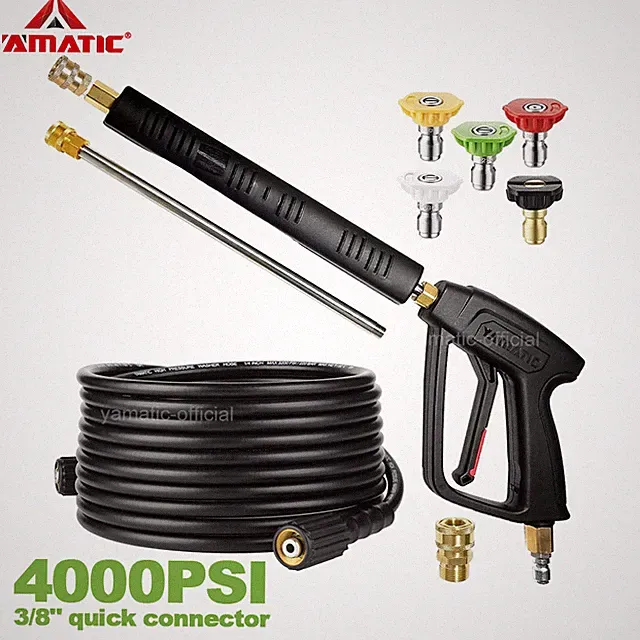 YAMATIC 4000 psi Pressure Washer Gun, Hose, Extension Lance Wand, Spray Tips