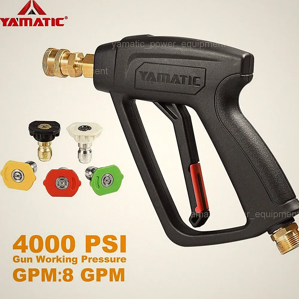 YAMATIC 4000 PSI Pressure Washer Gun w. 5 Spray Nozzles, M22-14mm & M2-15mm