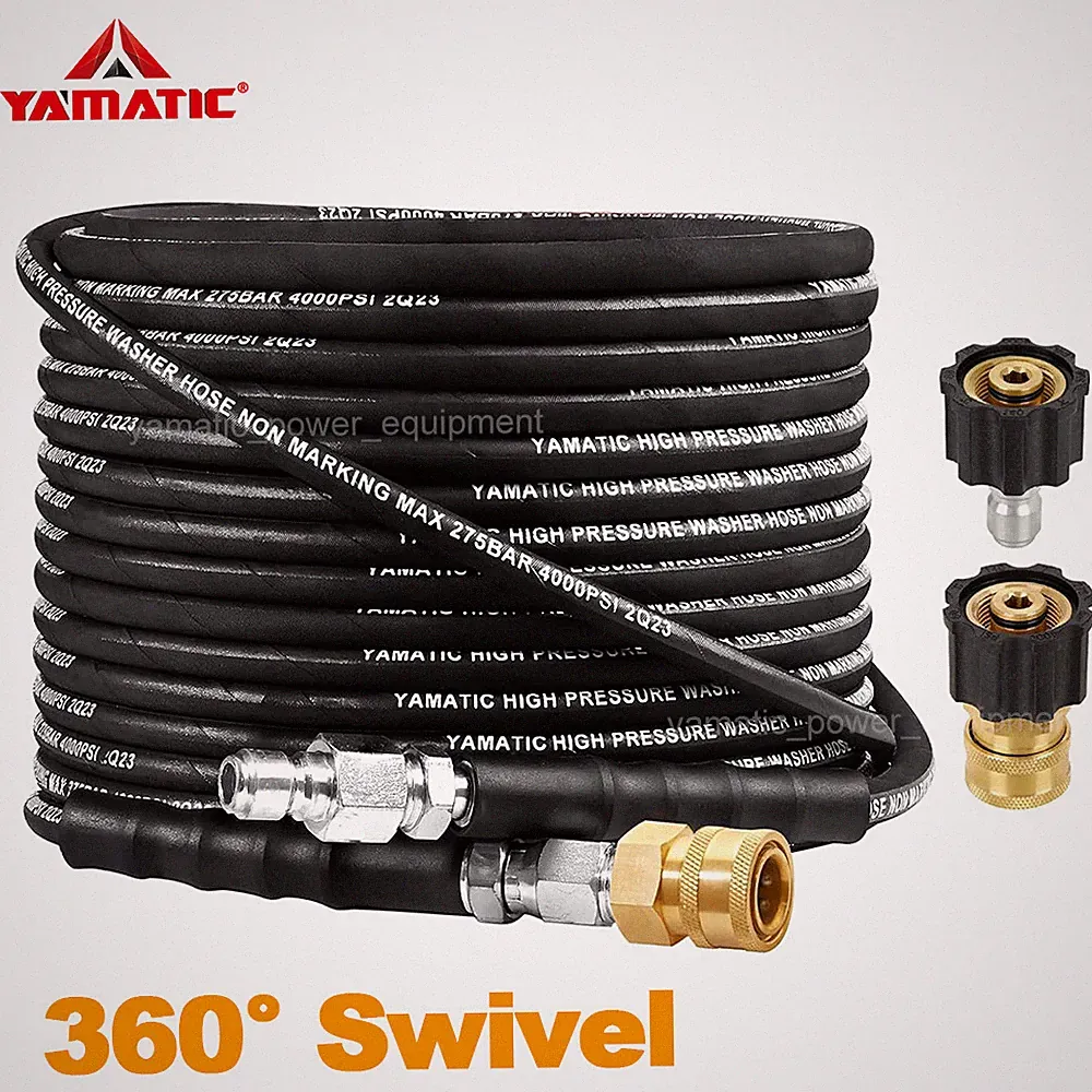 YAMATIC 4000psi Rubber Pressure Washer Hose Non-Kink 3/8" Quick Connectors