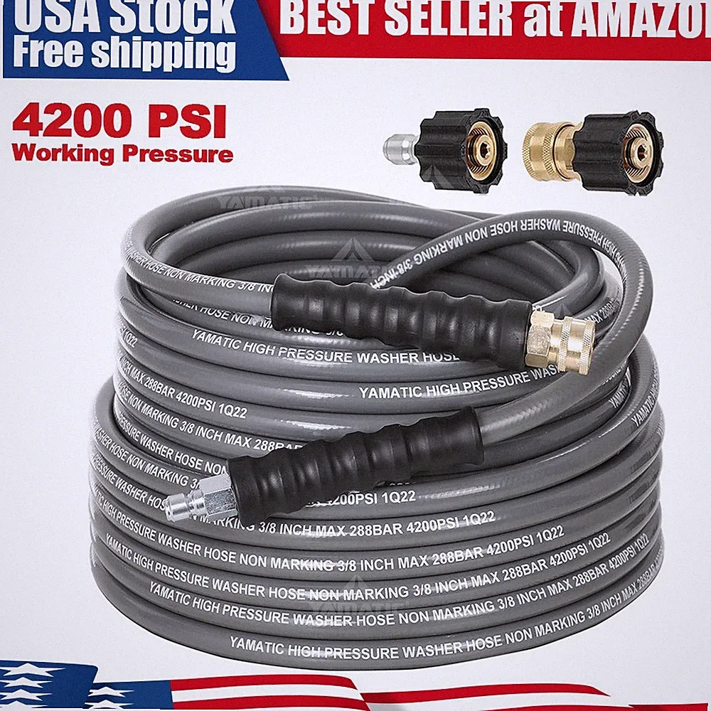 YAMATIC 4200 psi 3/8" High Pressure Washer Hose NonMark Rubber for Hot Water