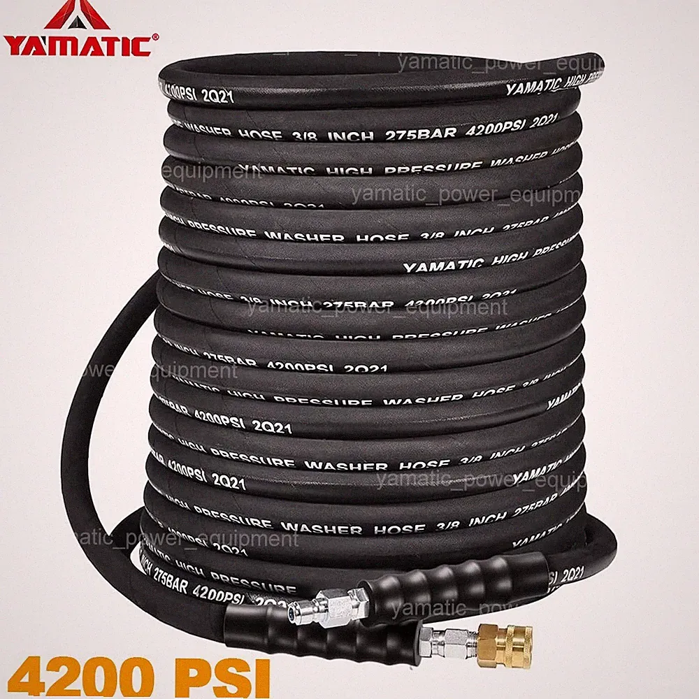 YAMATIC 4200 psi 3/8" Pressure Washer Hose Rubber for Hot/Cold Water