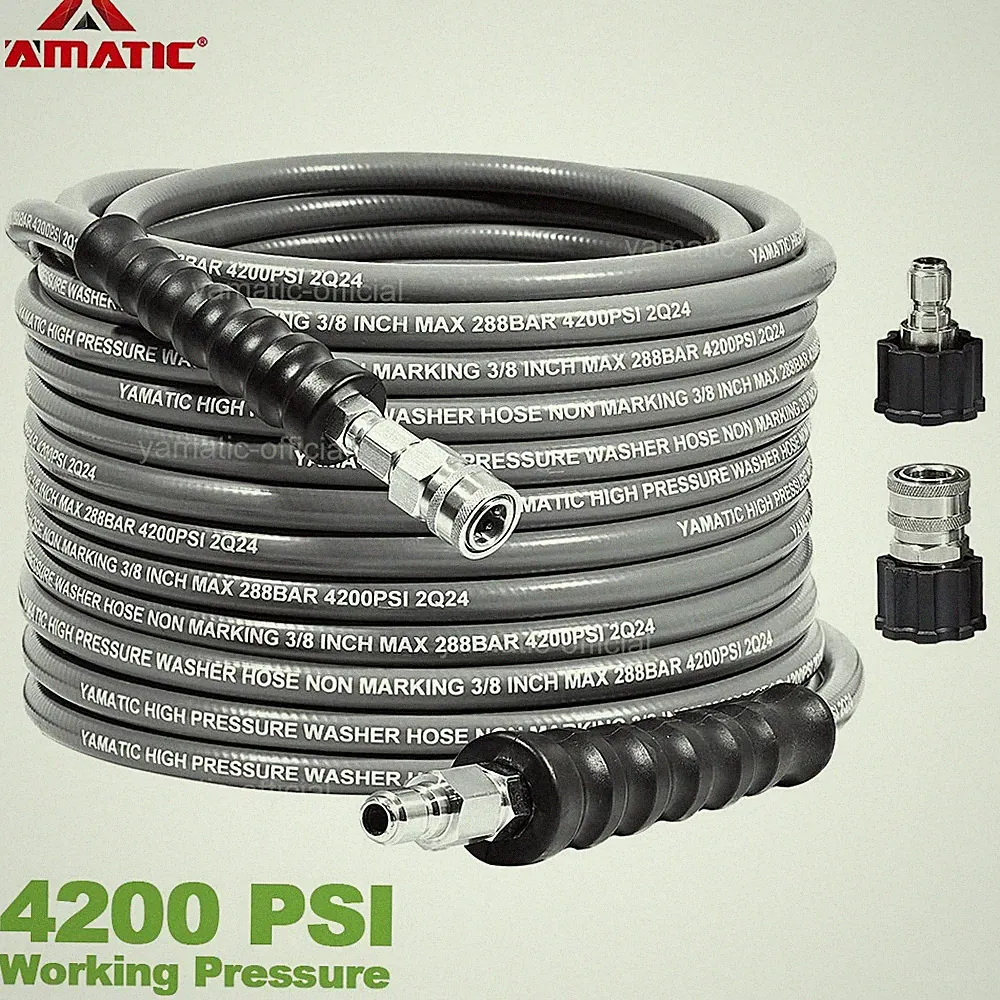 YAMATIC 4200 psi Pressure Washer Hose for Hot Water 1/4" Swivel Rubber Hose