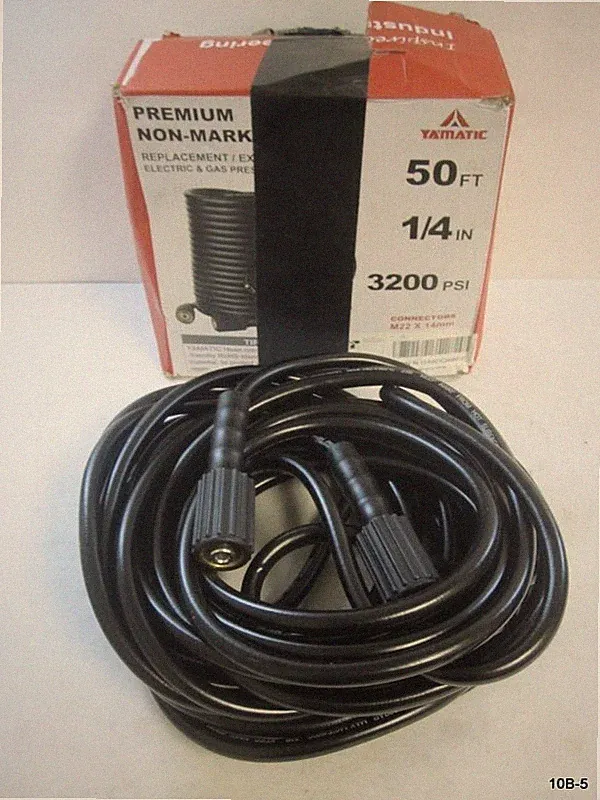 Yamatic 50' 1/4" 3200 PSI Electric/Gas High Pressure Washer Extension Hose
