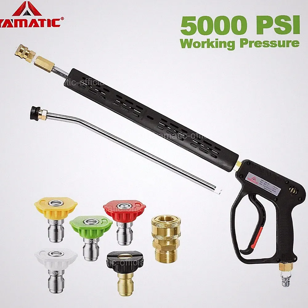 YAMATIC 5000 psi Pressure Washer Gun M22-14mm 3/8" Swivel Plug Spray Tips
