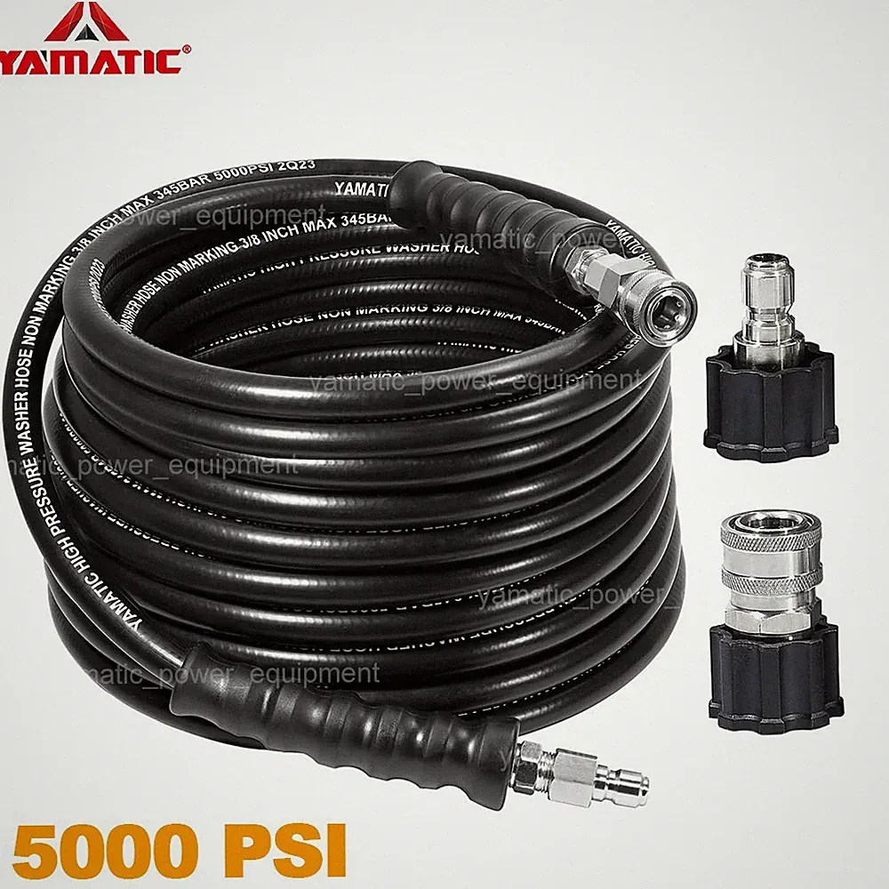 YAMATIC 5000 PSI Rubber Pressure Washer Hose 3/8" Quick Connect for Hot Water