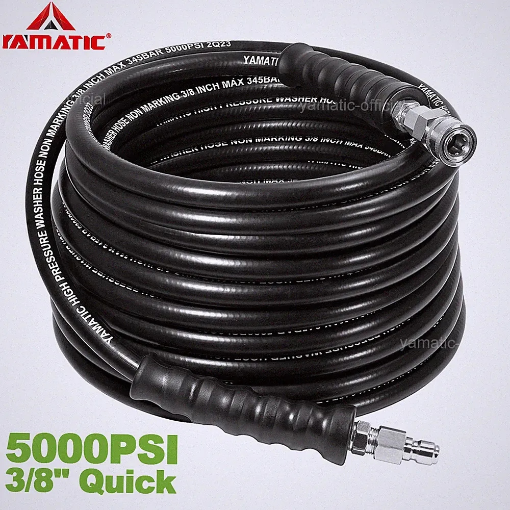 YAMATIC 5000PSI 3/8" Pressure Washer Hose for Hot Water Rubber Power Washer Hose
