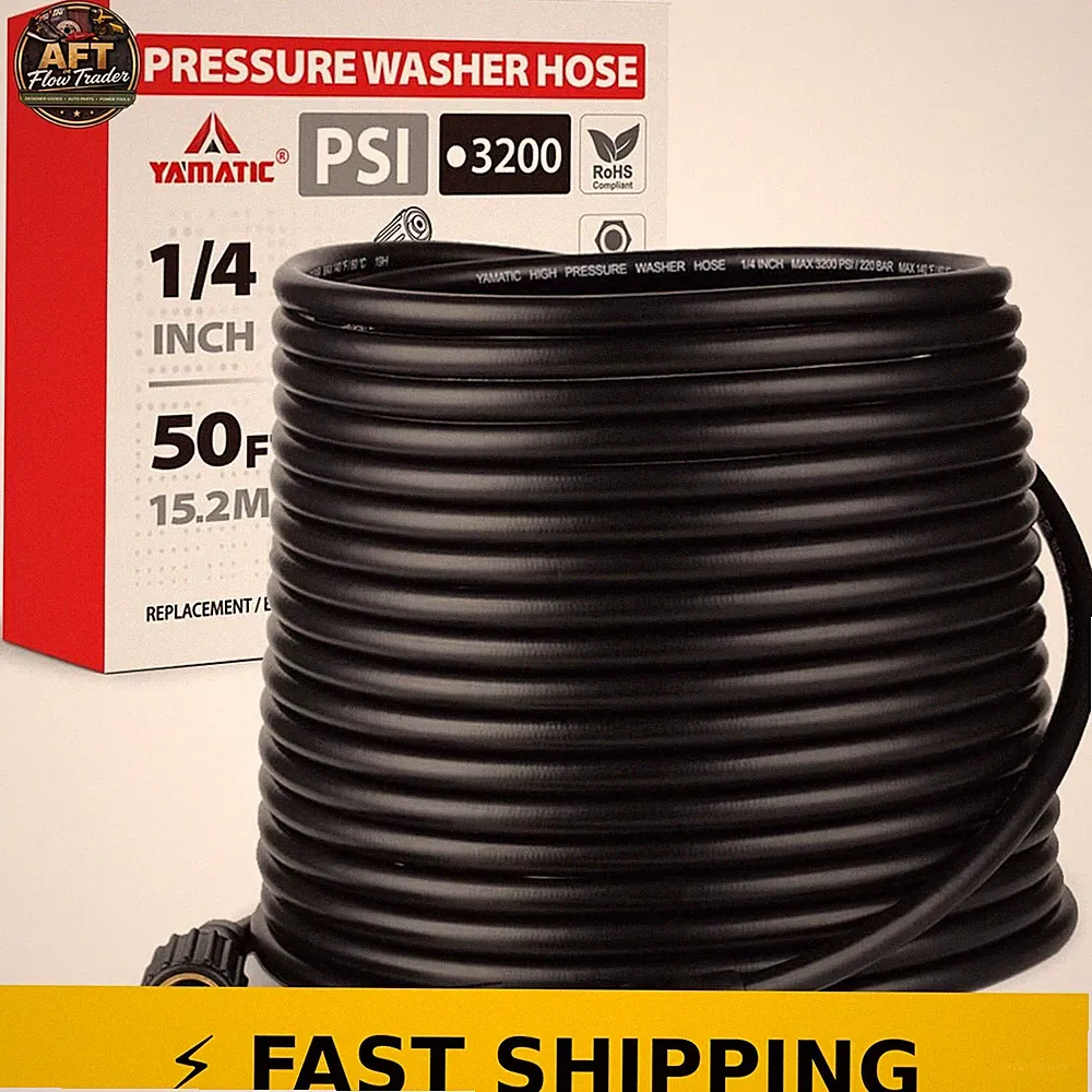YAMATIC 50FT Pressure Washer Hose 3200 PSI M22-14mm Fittings