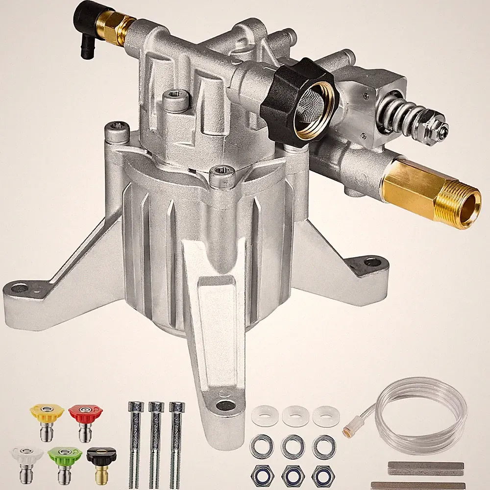 YAMATIC 7/8" Shaft Vertical Pressure Washer Pump Rear Inlet 3000 PSI, Silver