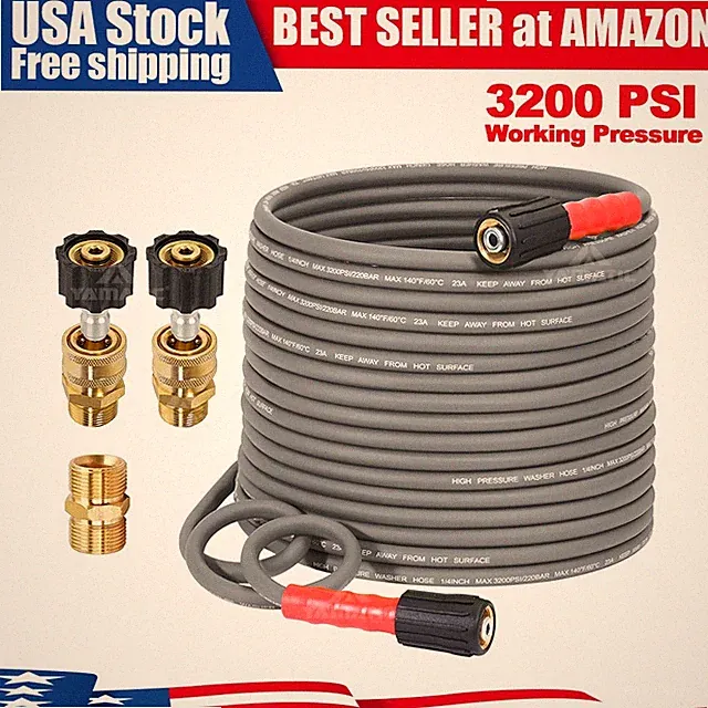 YAMATIC Flexible Pressure Washer Hose 3200 PSI 1/4" Kink Resistance