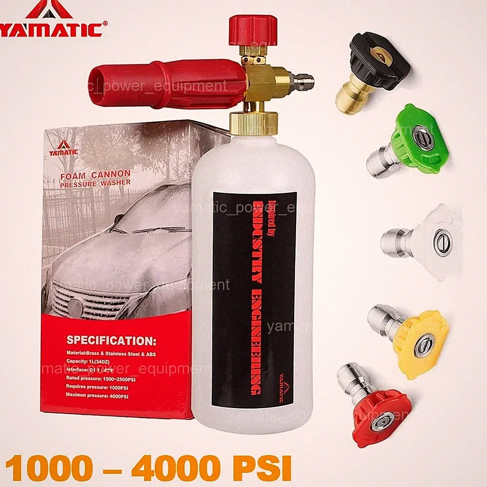 YAMATIC Foam Cannon Soap Lance Jet Wash Car Wash 1/4" Quick Connect, Spray Tips