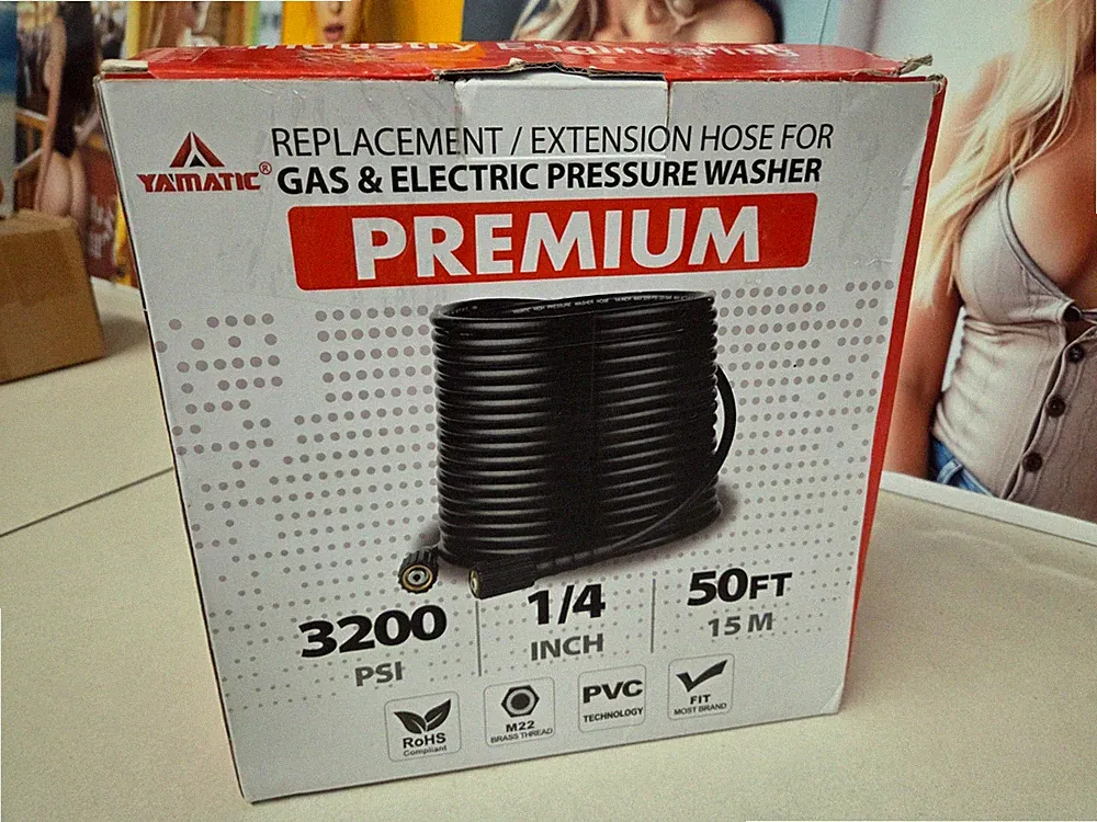 Yamatic M22 50 Ft 1/4 In 3200 PSI Premium Electric Gas Pressure Washer hose
