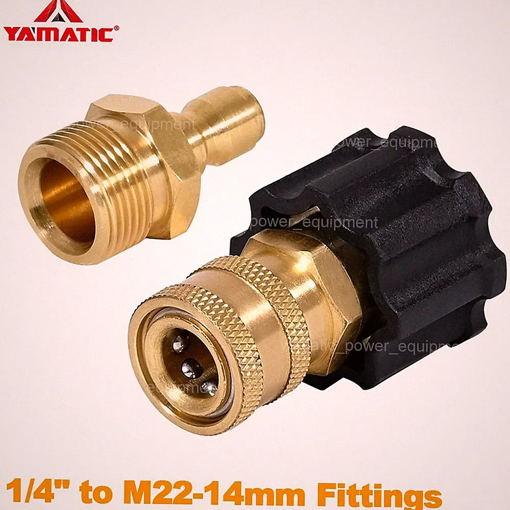 YAMATIC Pressure Washer 1/4" Quick Connect Adapters - 1/4" to M22-14mm Fittings