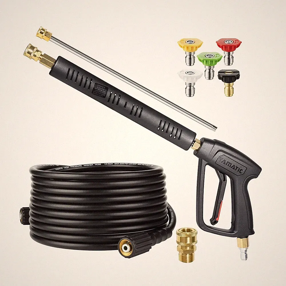 YAMATIC Pressure Washer Gun and Hose Kit, 25 FT Kink Resistant Powe... Fast Ship