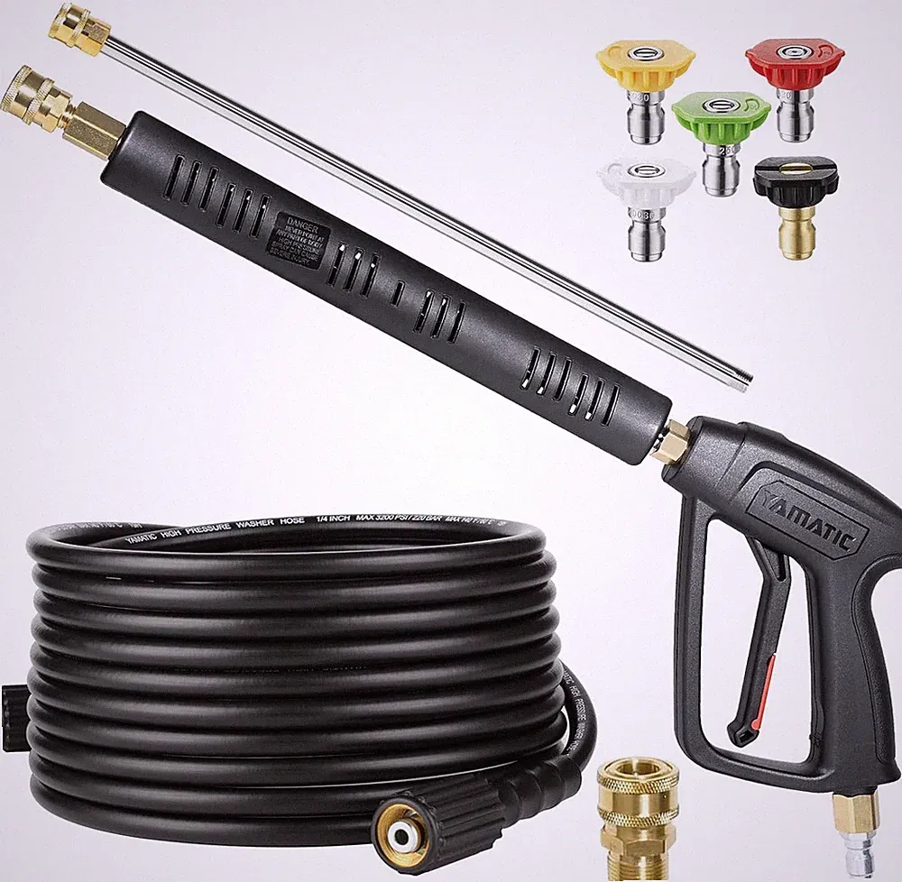 YAMATIC Pressure Washer Gun and Hose Kit, 25 FT Kink Resistant Power Washer Hose