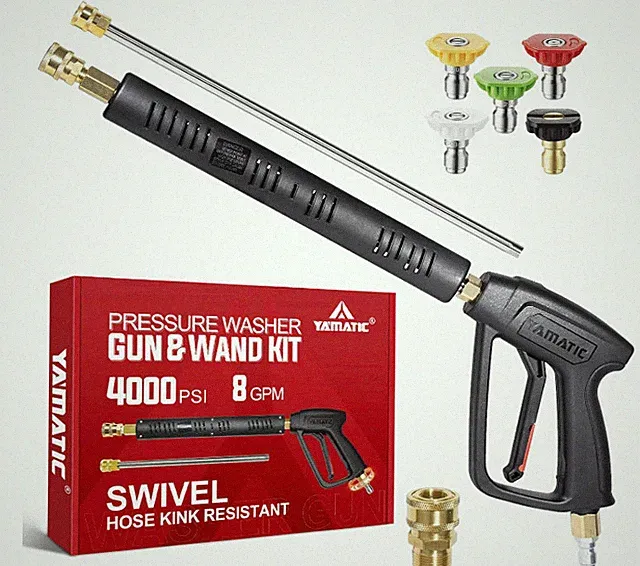 YAMATIC Pressure Washer Gun Wand Swivel M22 4000PSI Stainless