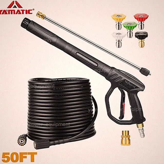 YAMATIC Pressure Washer Gun with Easy Pull Trigger, Power Washer Hose 50 FT