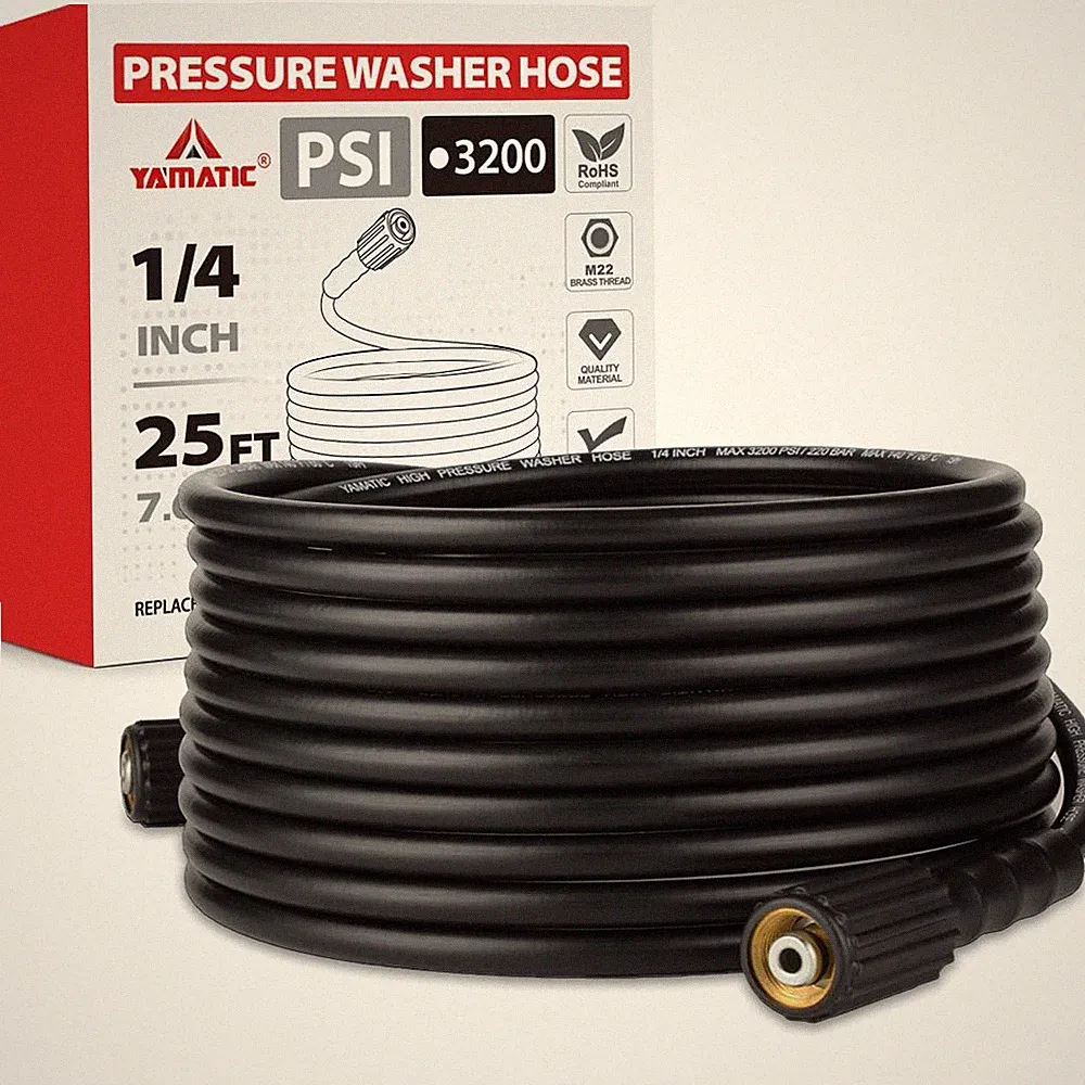 YAMATIC Pressure Washer Hose 25 FT 1/4", M22-14mm Females