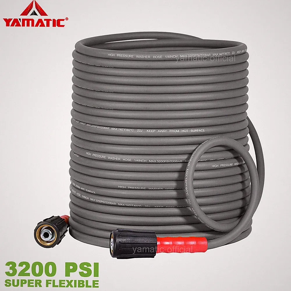YAMATIC Pressure Washer Hose 3200 PSI 1/4" M22-14mm Flexible Durable