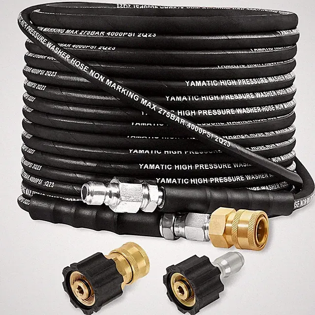 YAMATIC Pressure Washer Hose 50 FT, Steel-Wire Braided, 4000 PSI